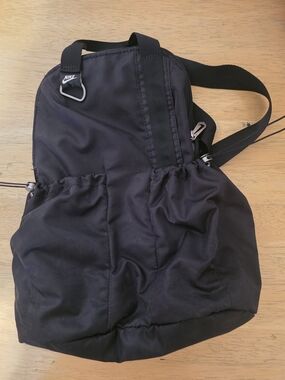 Nike Black Nylon Drawstring Backpack with Front Pockets